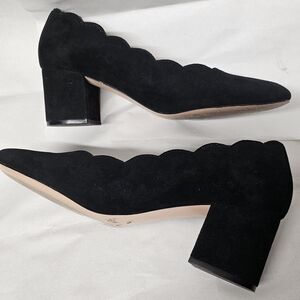 NEIMAN MARCUS ELEGANT  Black Suede Women's Block Heel Shoes